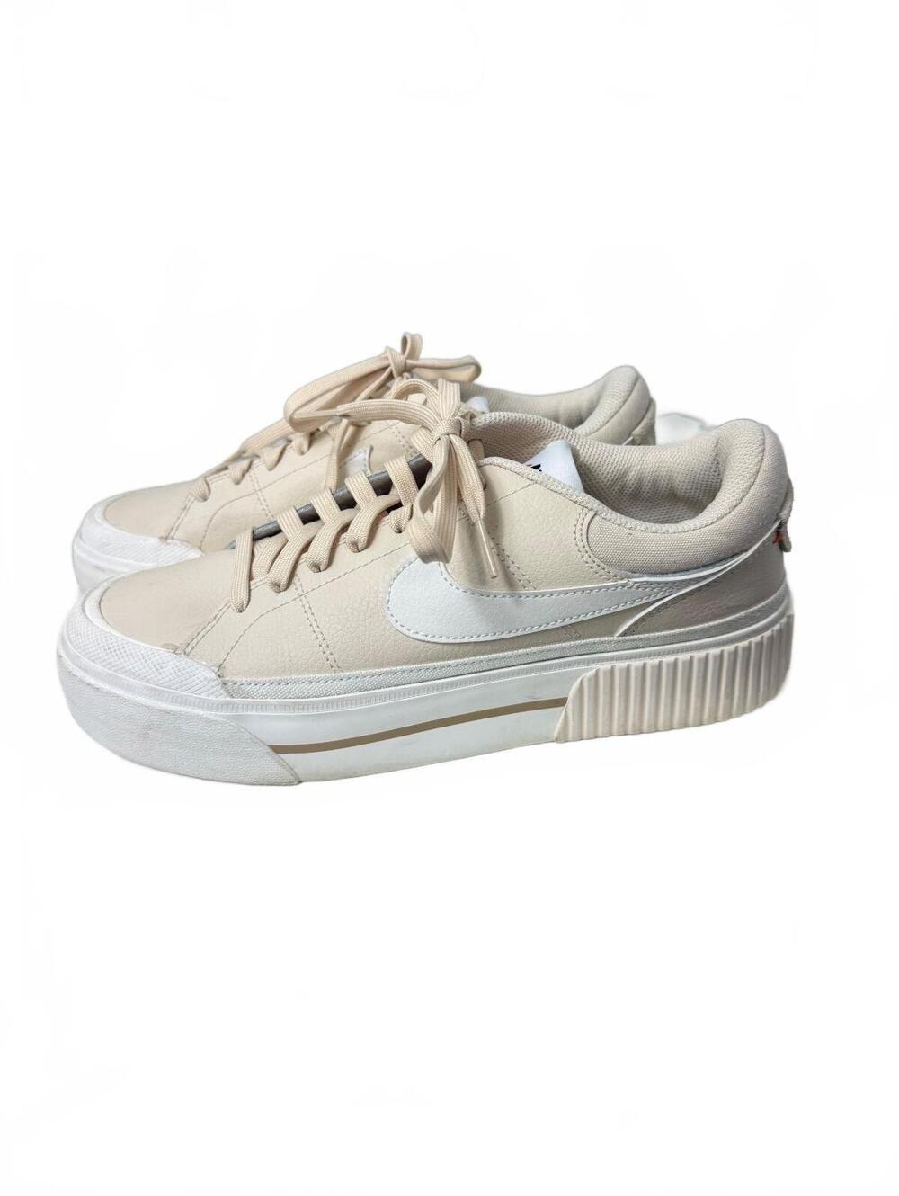 Nike Beige Platform Sneakers with White Swoosh - Size 6.5
